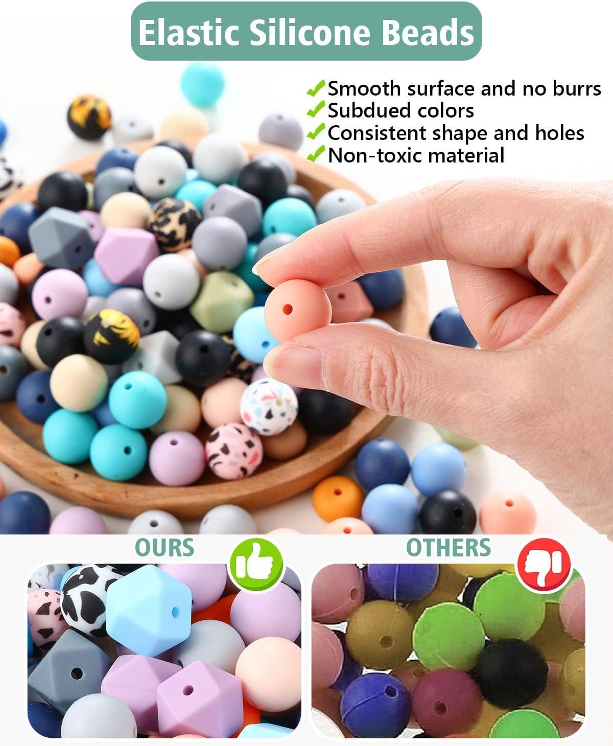 Silicone Beads for Keychain Making, 15mm Assorted Beads Bulk for
