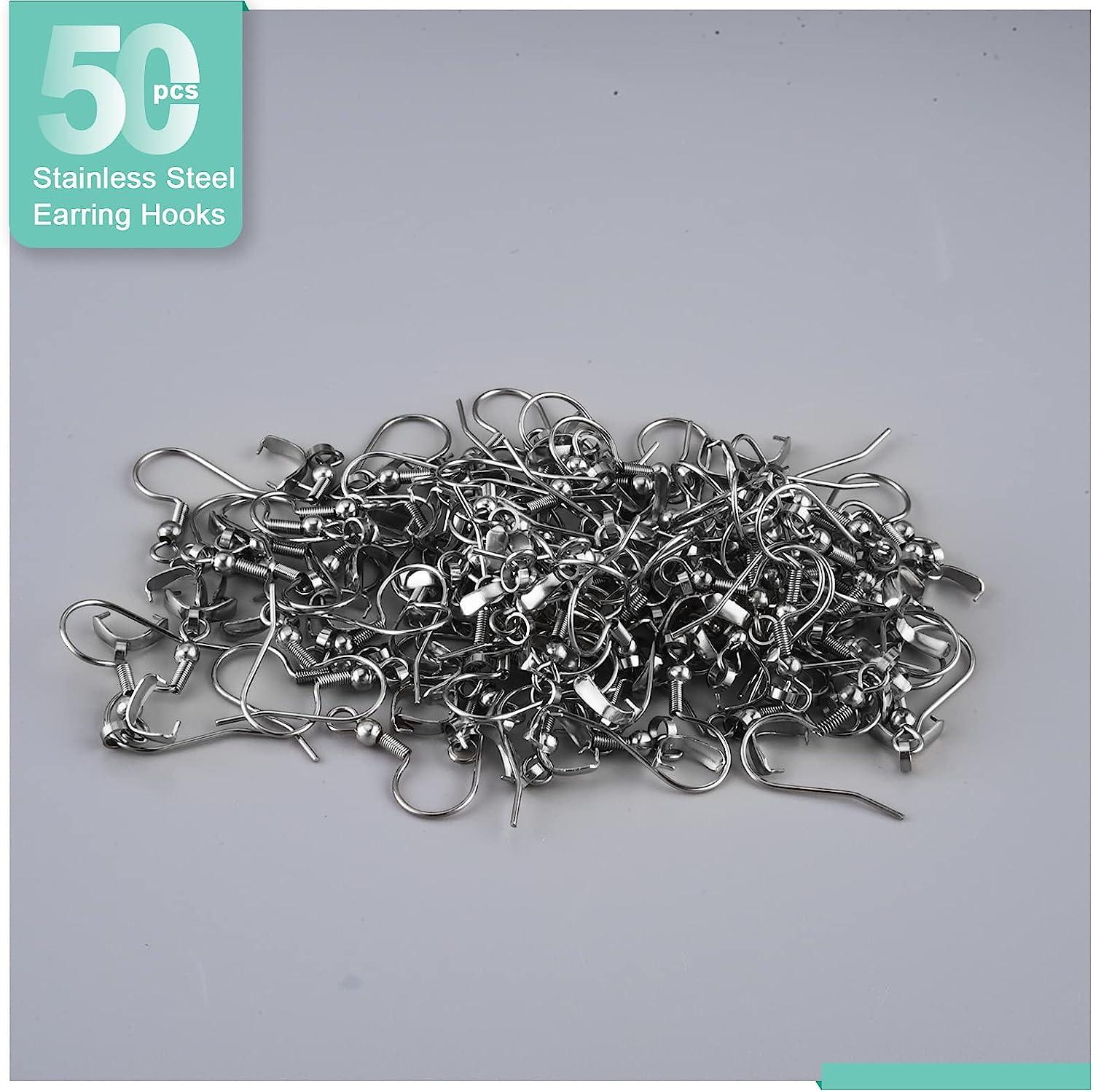 Menkey Earring Hooks 50PCS/25Pairs, Stainless Steel Black Ear Wires Fish  Hooks, Hypo-allergenic Jewelry Findings
