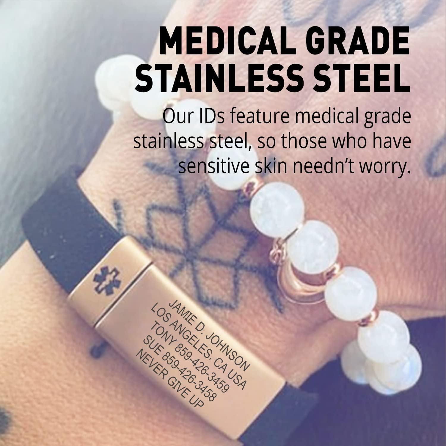 Divoti Custom Engraved Medical Alert Bracelets for Women, Stainless Steel Medical  ID Bracelet w/Free Engraving – Classic Tag w/Elegant Rolo Chain - Stainless  Silver/Pink-6.0
