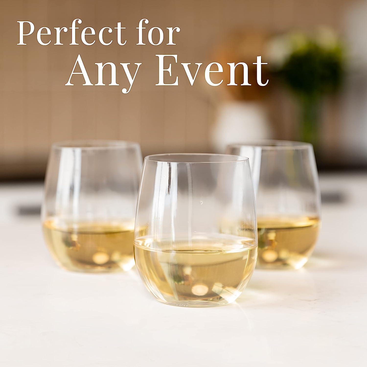 eventpartener 24 Pcs Disposable Stemless Wine Glasses and