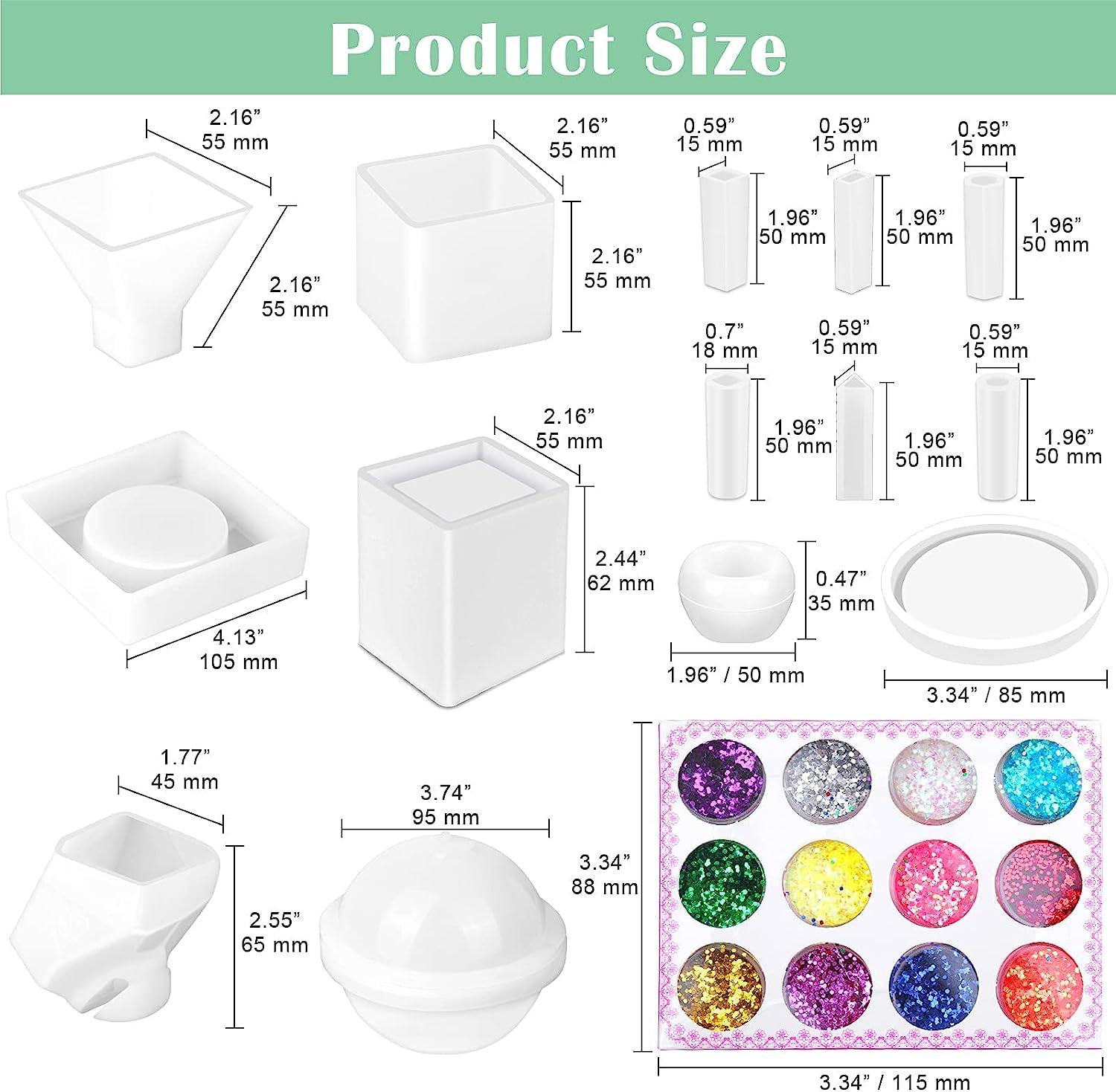 Silicone Molds for Epoxy Resin,14 Pcs Epoxy Resin Molds Kit Including  Pyramid Silicone Resin Mold Sphere Ball Cube Square Gemstone Cone Resin  Mold, Crystal Pend…