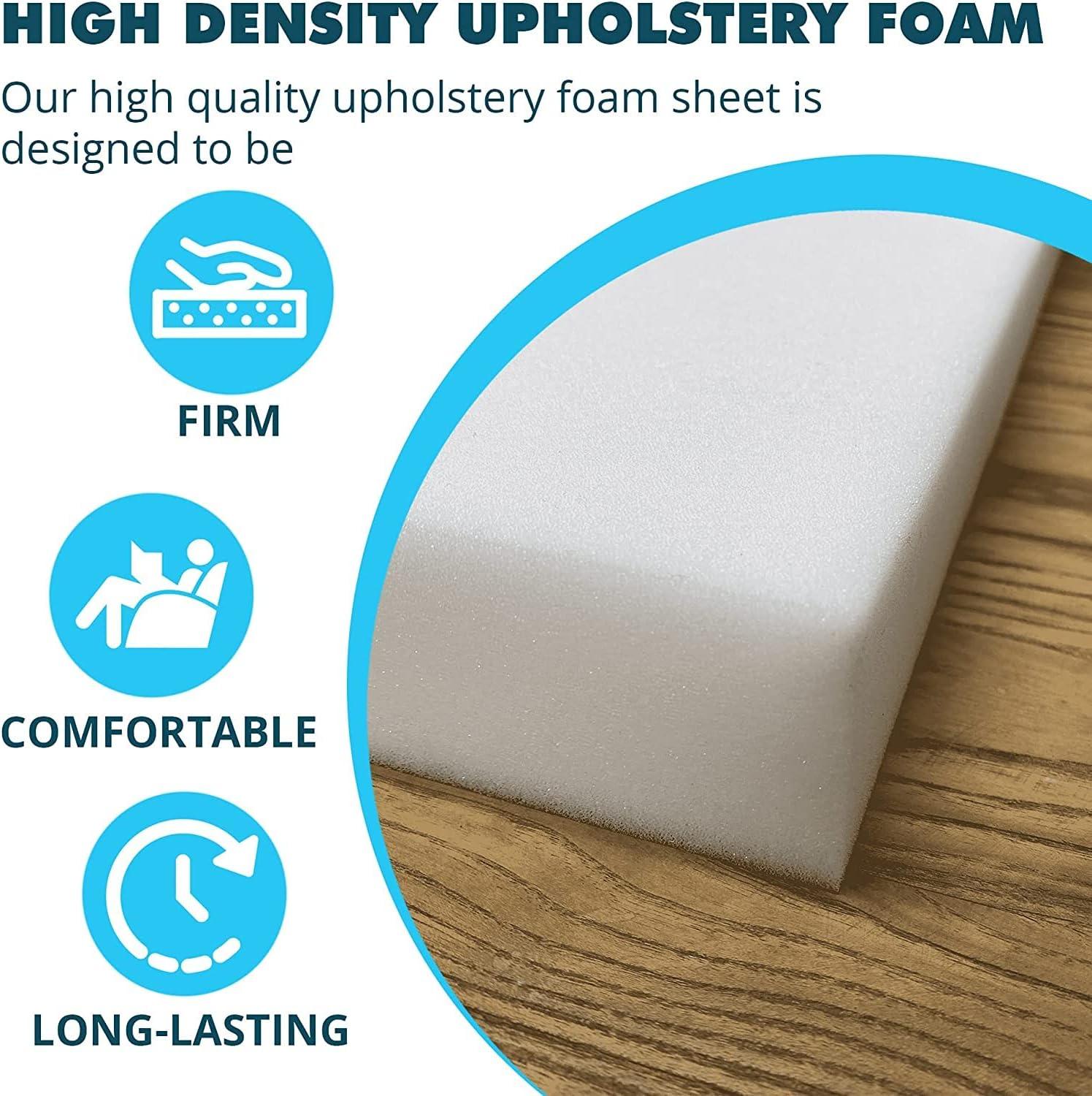 Foamma 2 x 24 x 48 High Density Upholstery Foam Padding, Thick-Custom Pillow, Chair, and Couch Cushion Replacement Foam, Craft Foam Upholstery