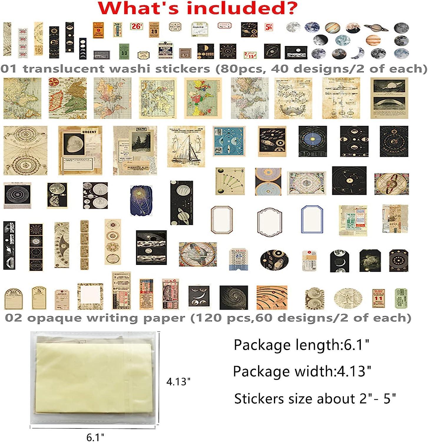 200pcs Aesthetic Stickers for Journaling - Vintage Scrapbook Stickers  Journaling Supplies Space Moon Stickers Scrapbooking Supplies Paper for  Witch Bullet Journals Supplies Kit Junk Journal Planners