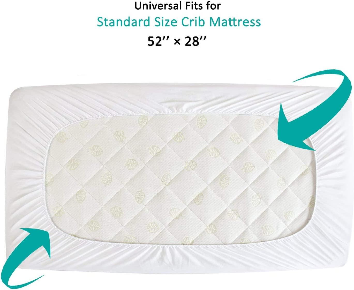 Biloban Waterproof Crib Mattress Protector Pad (Standard Size 52 x 28),  Toddler Mattress Cover Machine Washable & Dryer Fit Baby Bed Mattress