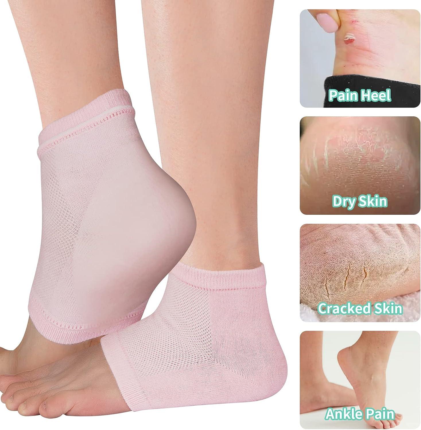 Moisturizing Socks for Cracked Heel Repair - Dry Heels Treatment for Rough  Feet, Toeless Aloe Lotion Moisturizer Silicone Gel Lined Moisture Spa Heel  Socks Pedicure Foot Care for Women Men Fits Most