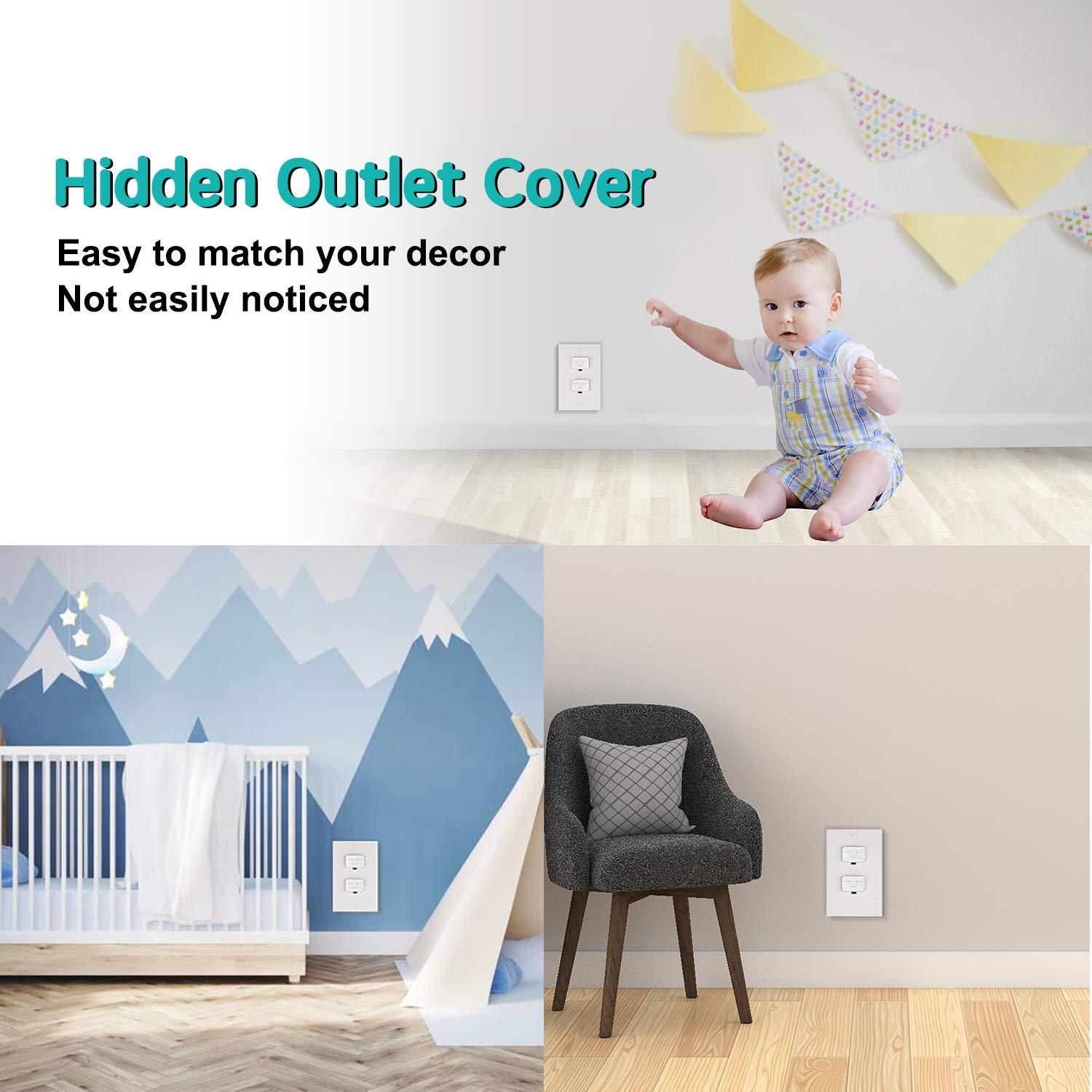 Outlet Covers Baby Proofing (40 Pack) with Hidden Pull Handle
