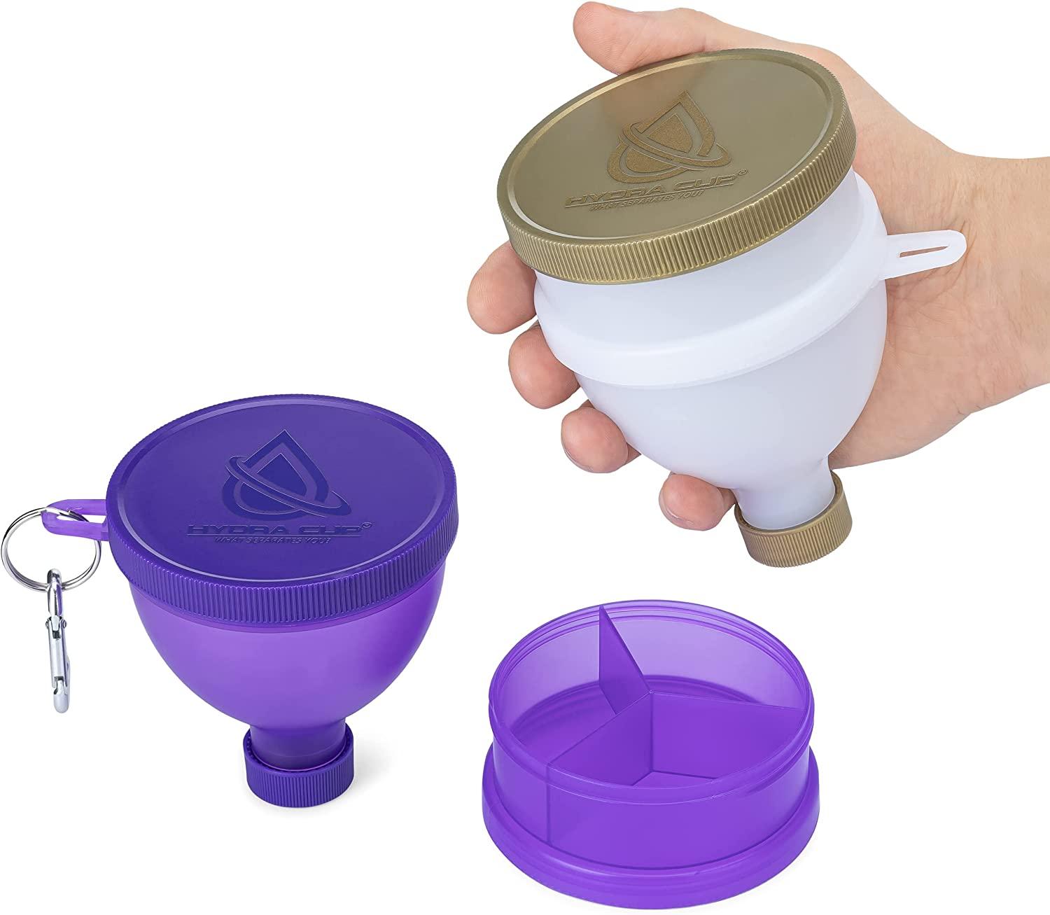 Hydra Cup ProStand [6 Pack] - Funnels w/Stand for Filling Water Bottles with Protein Powder, Supplement Container Set to Go or Kitchen Use, Keychain for