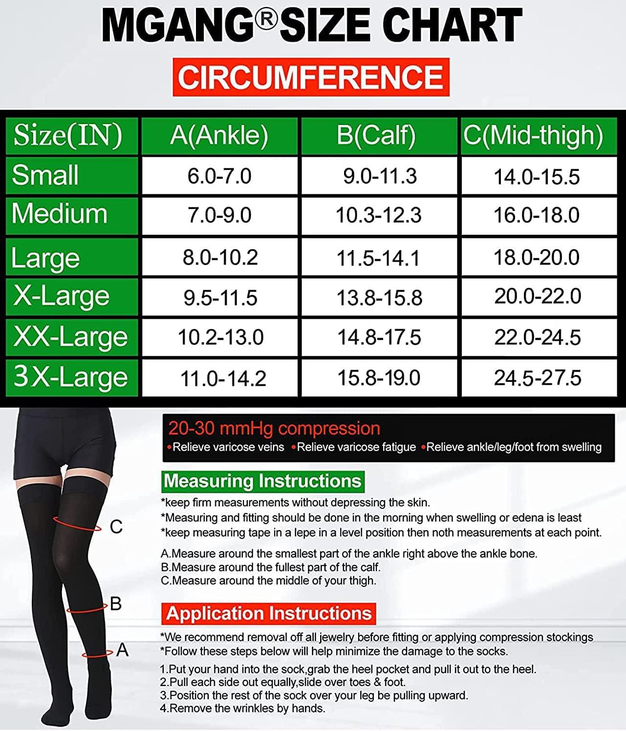 Thigh High Compression Stocking Footless, 20-30mmHg Compression  Socks（Small，20-30mmhg Footless Black） 