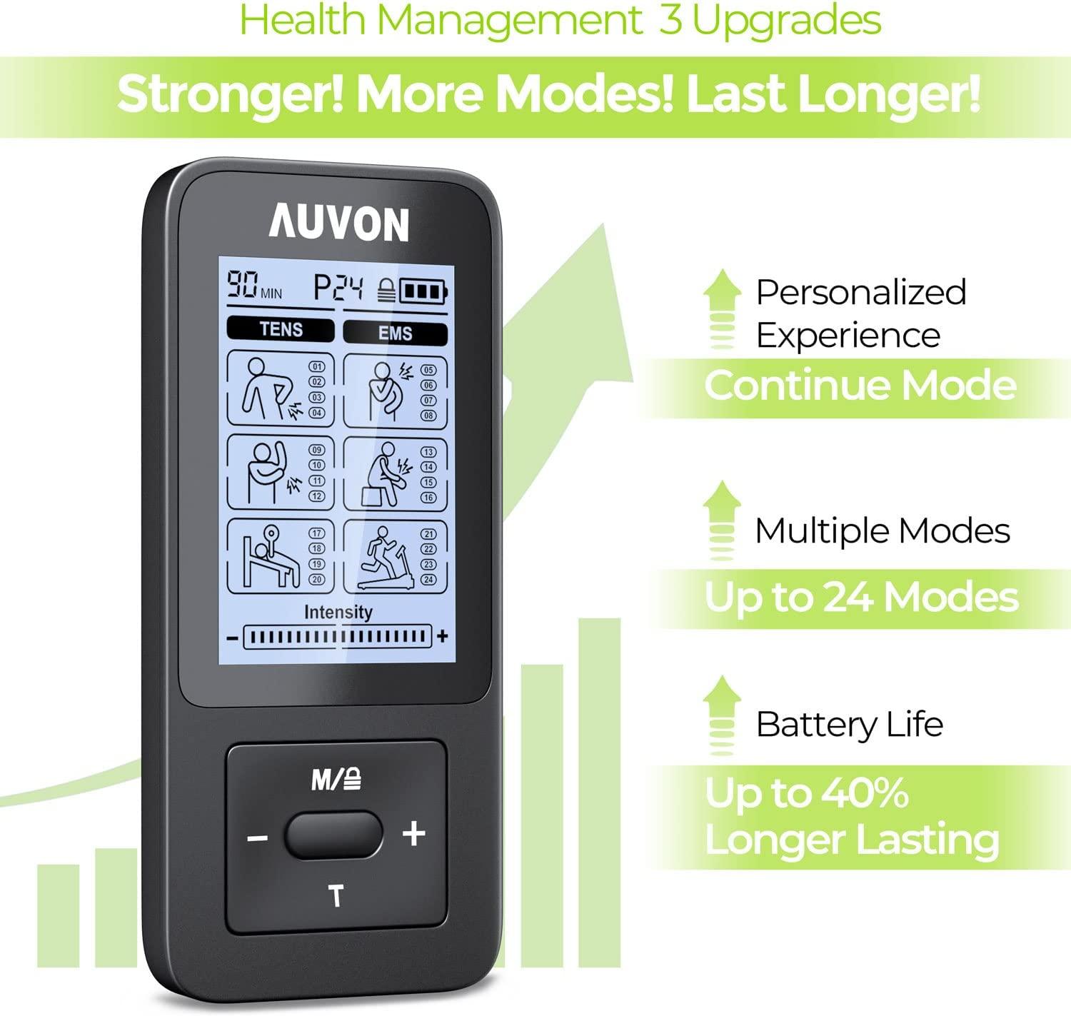 AUVON Dual Channel TENS Unit Muscle Stimulator Machine with 20 Modes, 2  and 2x
