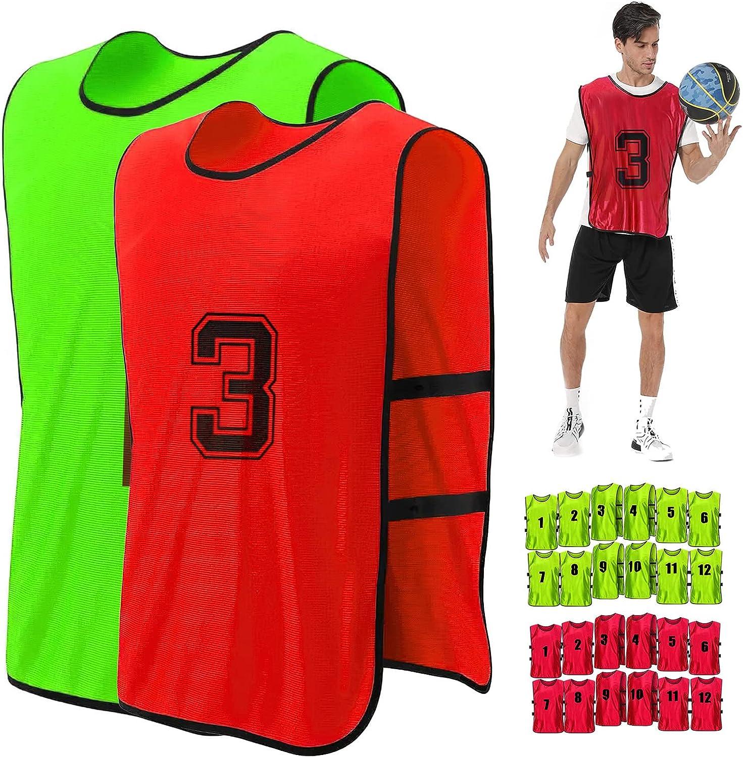 24 Pack Scrimmage Team Soccer Pinnies Vests Jerseys with Belt Basketball Football  Practice Jerseys for Men
