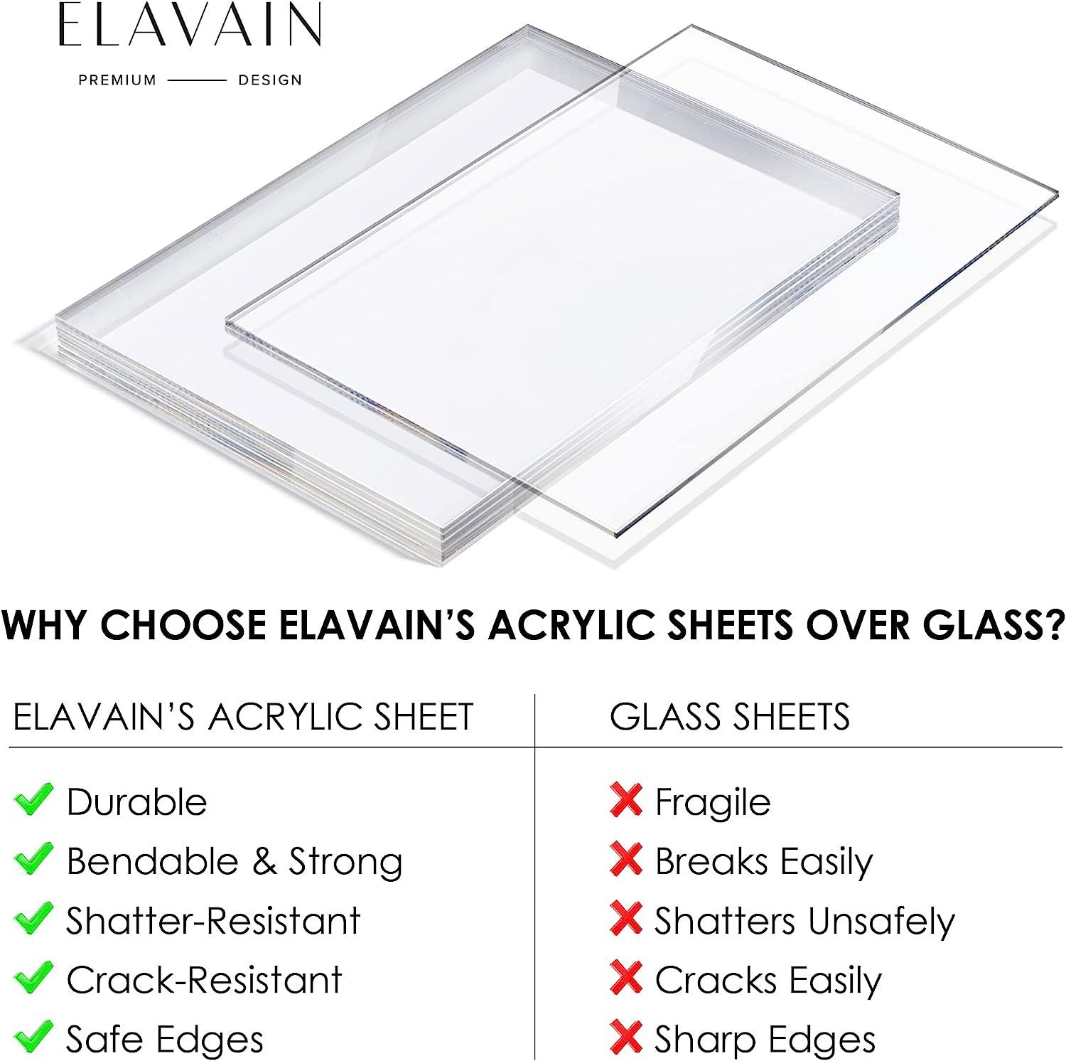 Elavain Clear Acrylic Sheets, 12 Pack Plexiglass Sheet 5x7 Replacement ...