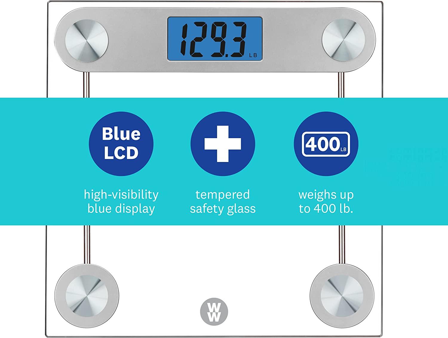 Weight Watchers Digital Weight Glass Scale with High Contrast Blue