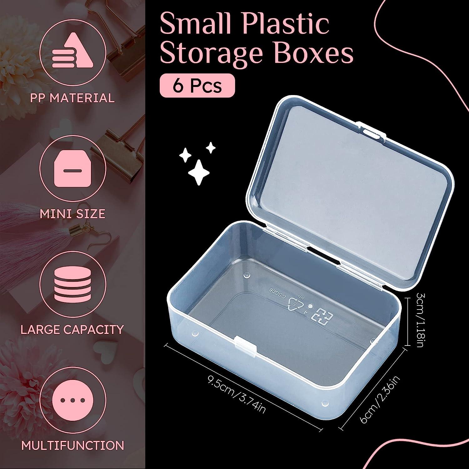 ISKYBOB 6 Packs Small Plastic Storage Containers, Clear Rectangle