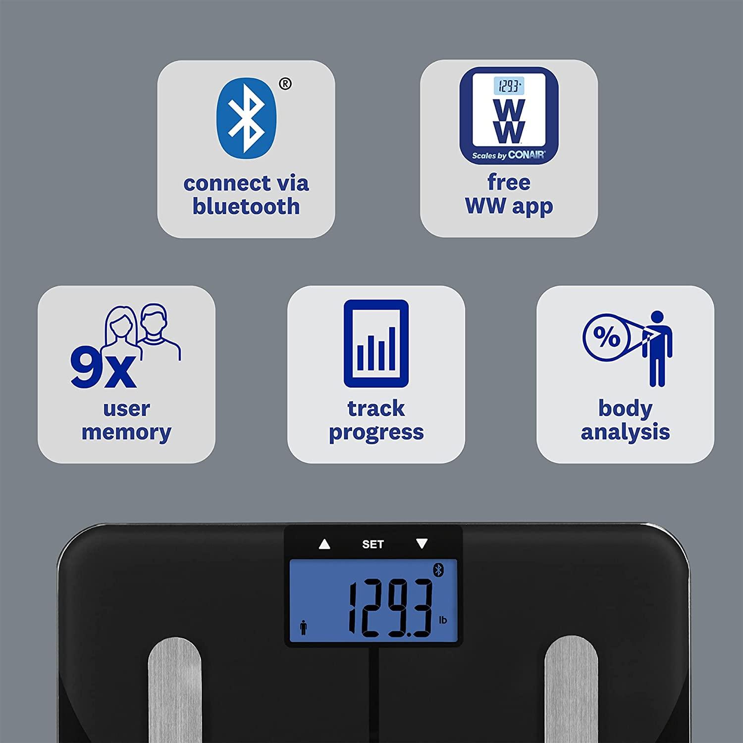Weight Watchers Bluetooth Body Weight Tracking Scale Connects to