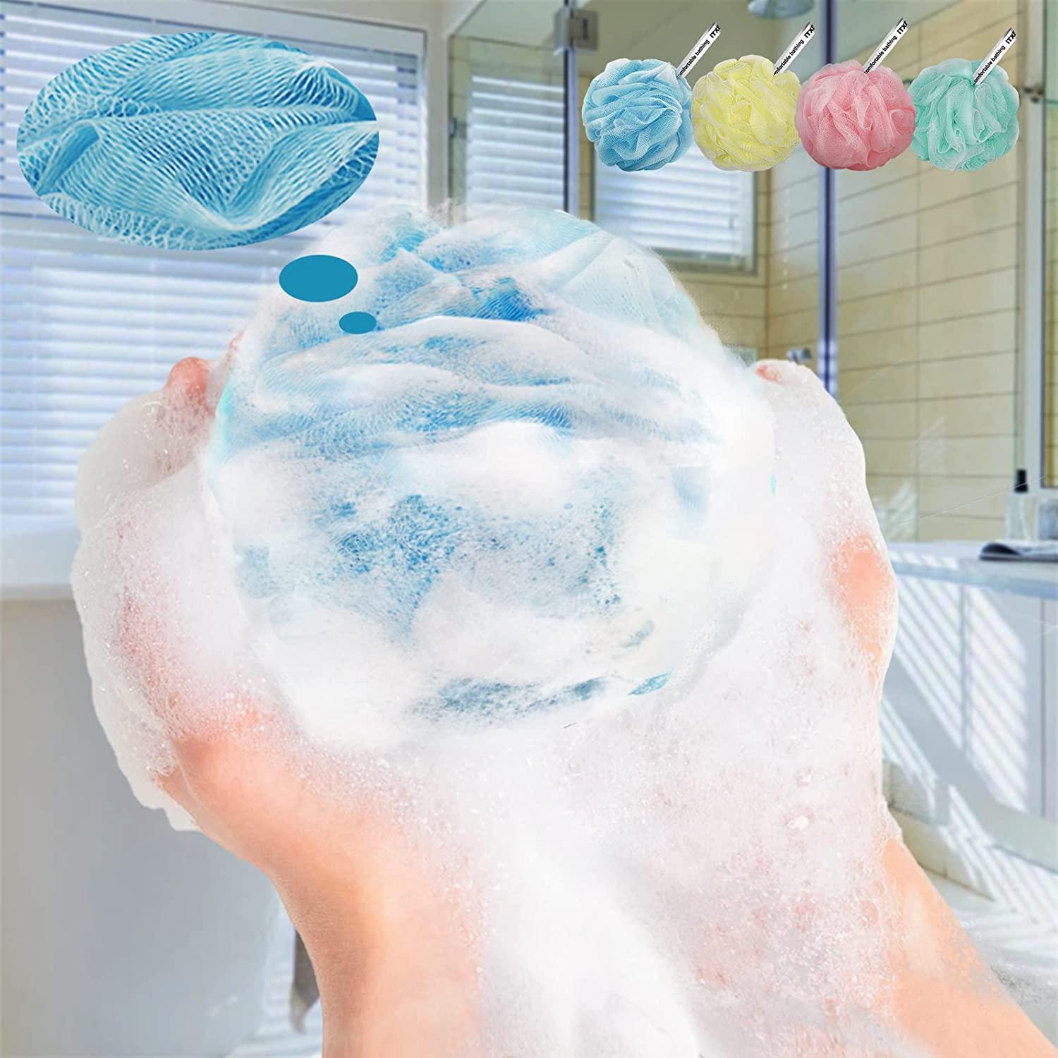 Happon Bath Shower Loofah Sponge, 4 Pack Body Wash Scrubber