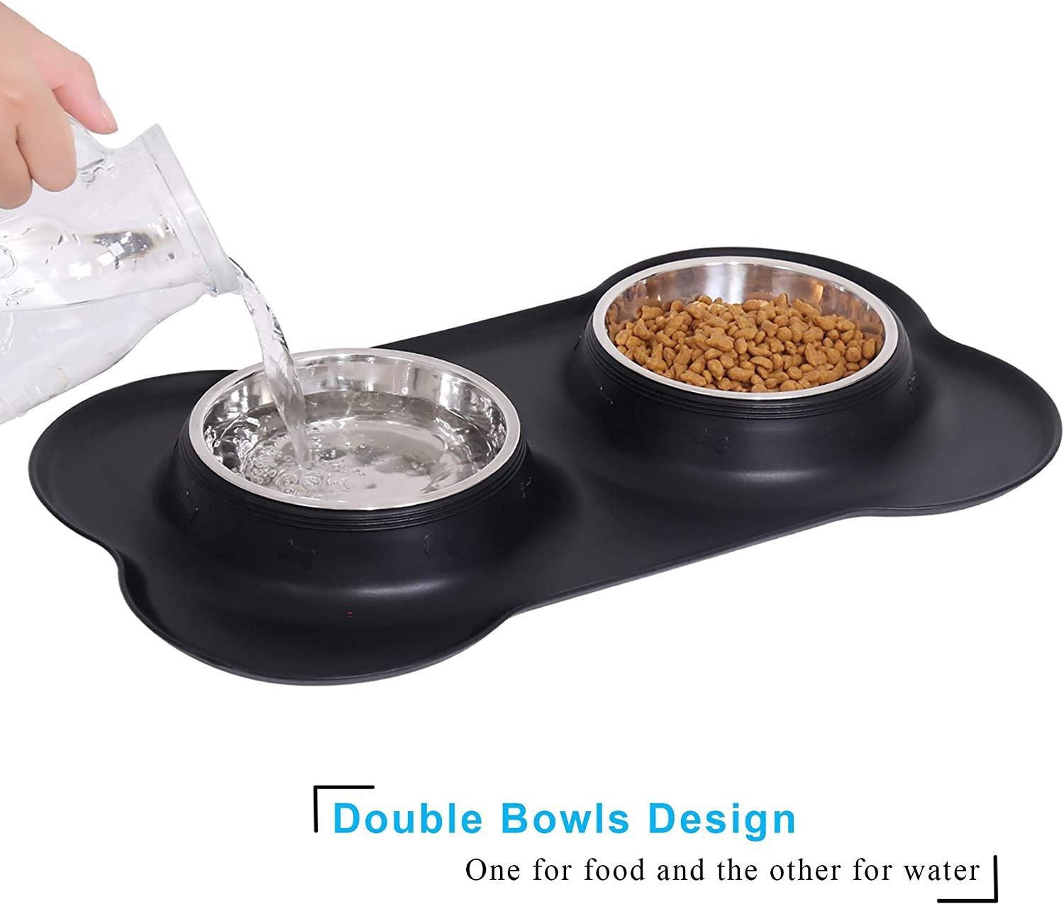 UPSKY Double Dog Cat Bowls Premium Stainless Steel Pet Bowls No