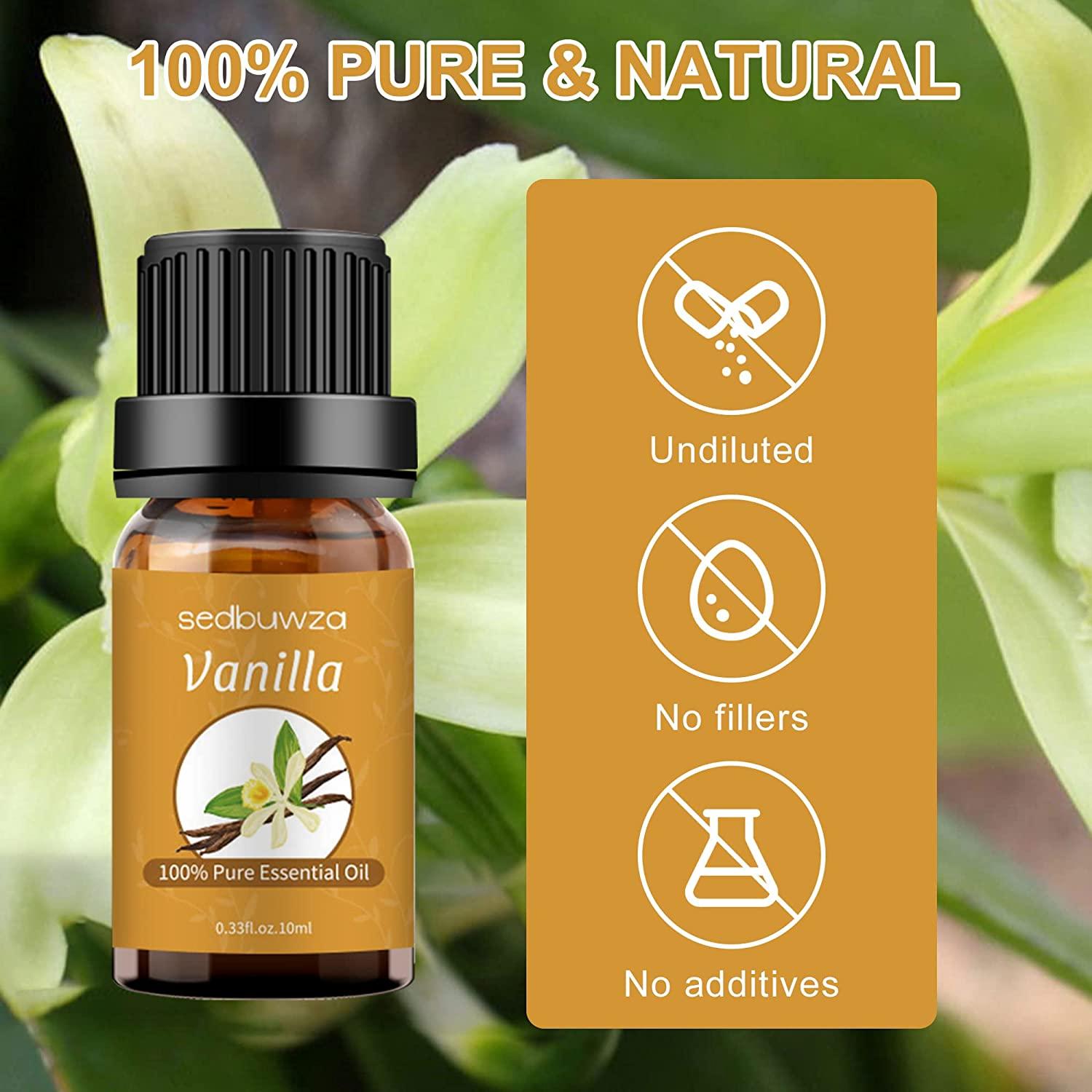 Vanilla Essential Oil Organic Olant & Natural 100% Pure Vanilla Oil -  Perfect for Diffuser, Humidifier, Massage, Skin & Hair Care-10ml