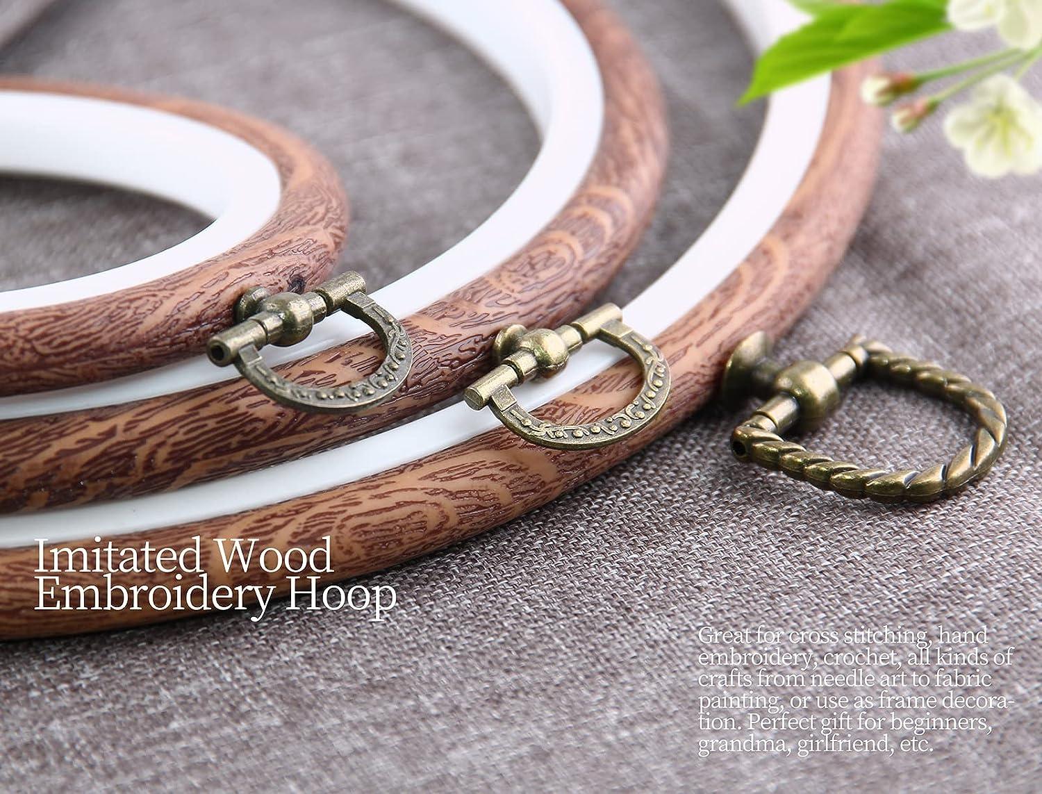 Piutouyar 3 Pieces Round Embroidery Hoop Set Imitated Wood Display