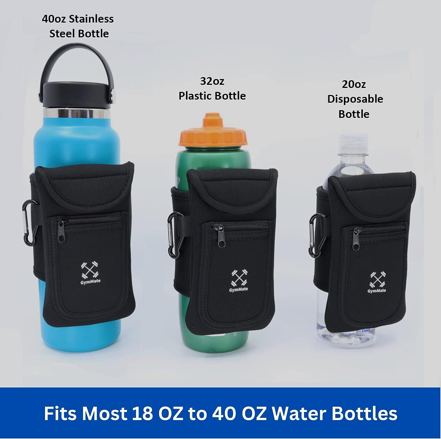 Storage Sleeve for Reusable Gym Water Bottle Pouch,Gym Water Bottle Pouch,  Water Bottle Sleeve Bag with Pocket for Cards, Keys, Wallet, Gym Bottle  Accessories for Men Women(Black) 