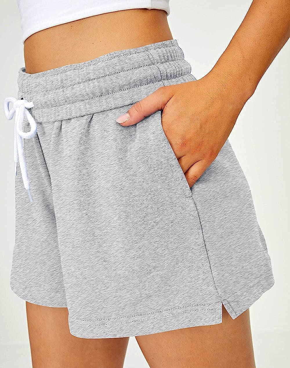  Women's Shorts Drawstring Rolled Hem Track Shorts LAIKIT (Color  : Light Grey, Size : Small) : Clothing, Shoes & Jewelry