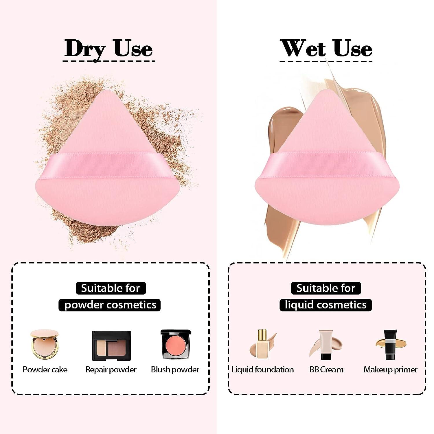 RAREIUS 6pcs Triangular Powder Puff Face Soft Velour Makeup Puff for Loose  Powder Body Powder Makeup Sponge for Contouring Wet Dry Foundation Blender  Sponge Beauty Makeup Tool. (Pink)