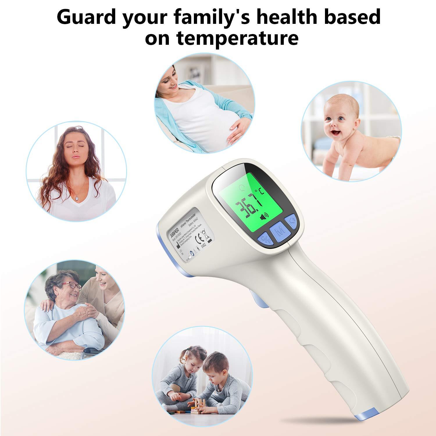 Jumper Medical Forehead Thermometer, Non Contact Thermometer for Forehead  and Object Surface Measurement with Instant Reading and Fever Warning for