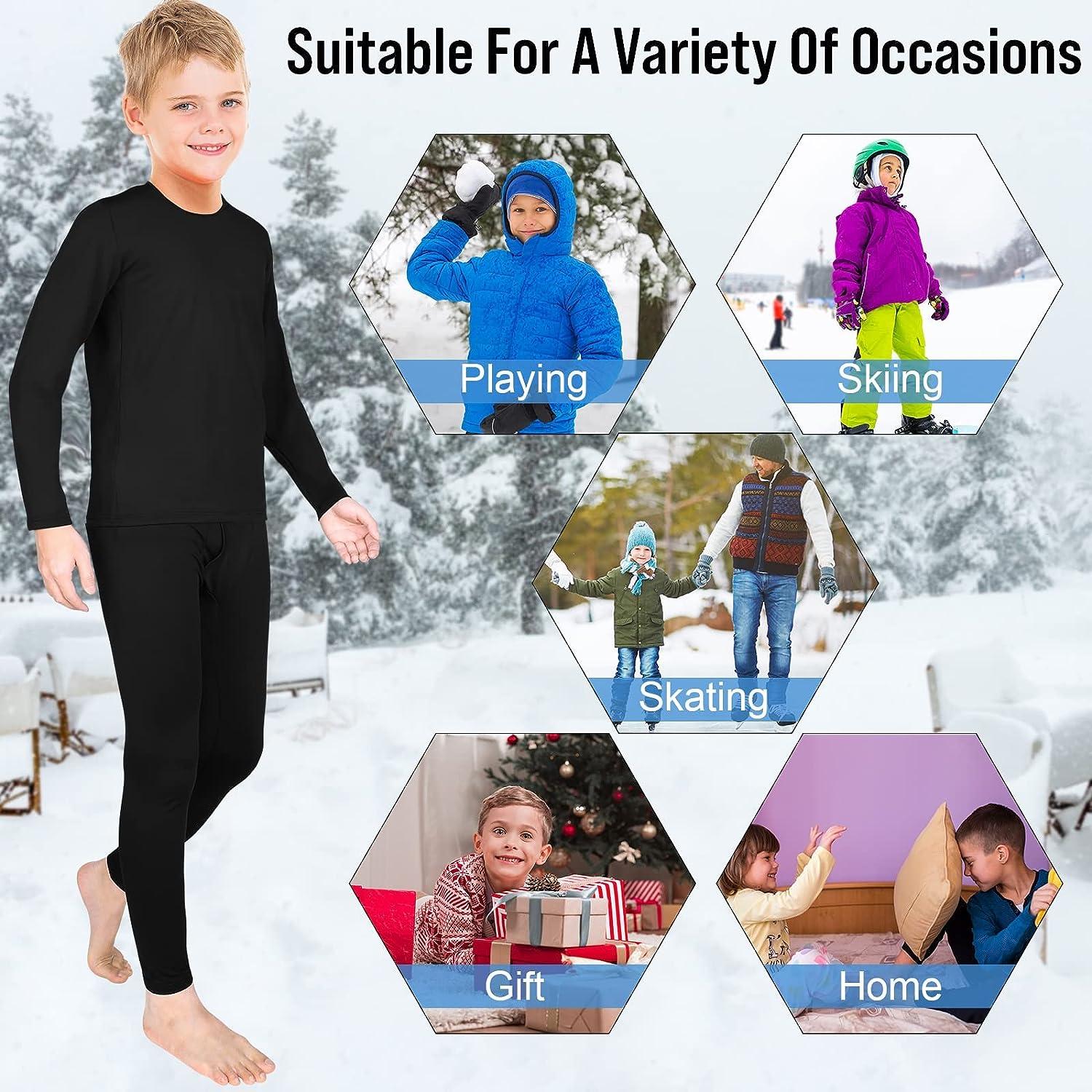 Boys Thermal Underwear Warm Baby Long Johns Sets Toddler Winter Clothers  Ski Thermal Underwears White Large