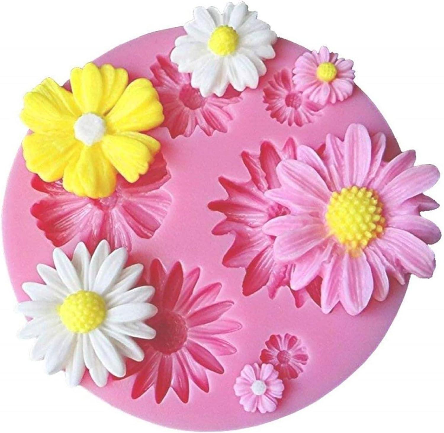 ANHTCZYX Mini Flower Silicone Cake Fondant Resin Molds Daisy Flower Roses Flower Molds, Women's, Size: Small