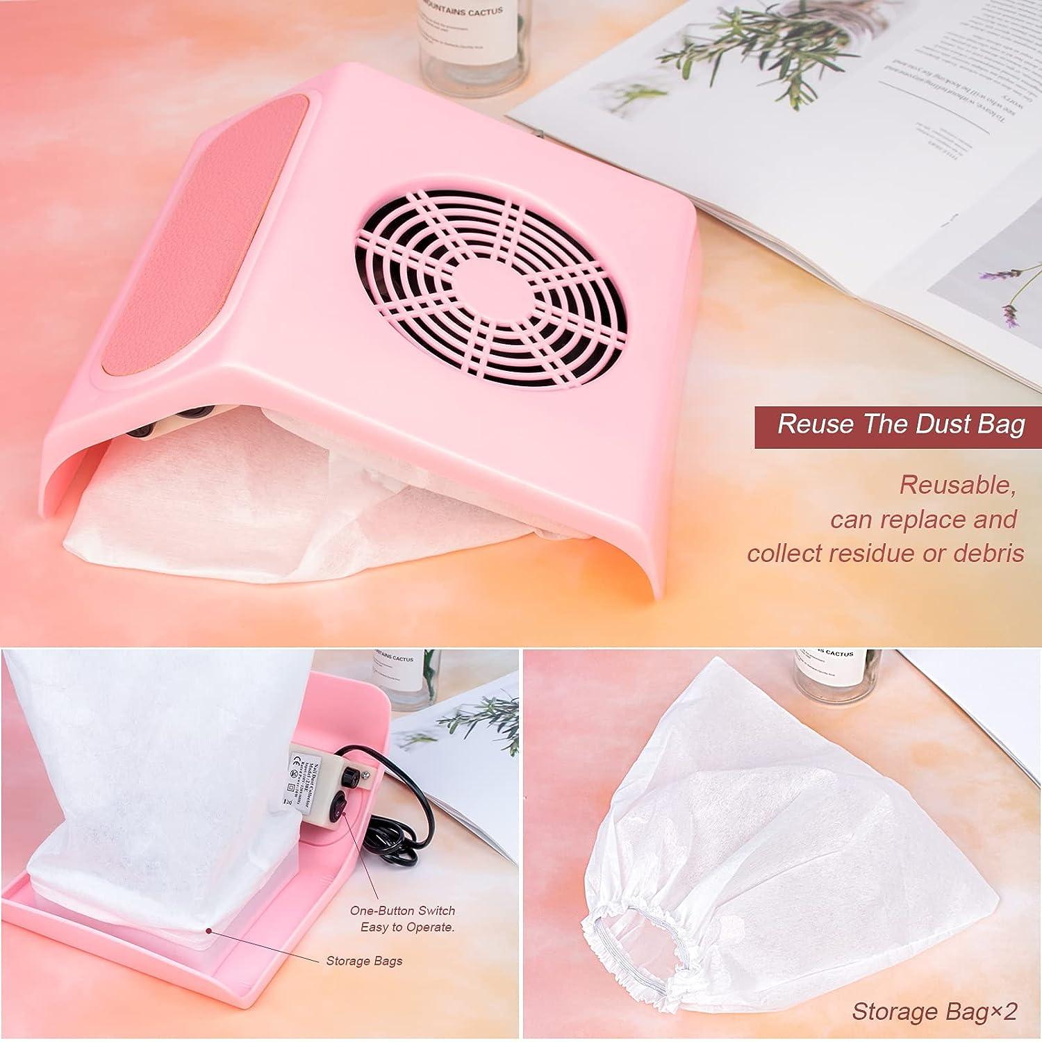 1 PCS YOKEFELLOW Pink Strong Power & Strong Suction One-Click White Nail  Dust Collector With One Filter for Manicure Machine Nail Art Salon Tool&  For Christmas & NEW Year Gift