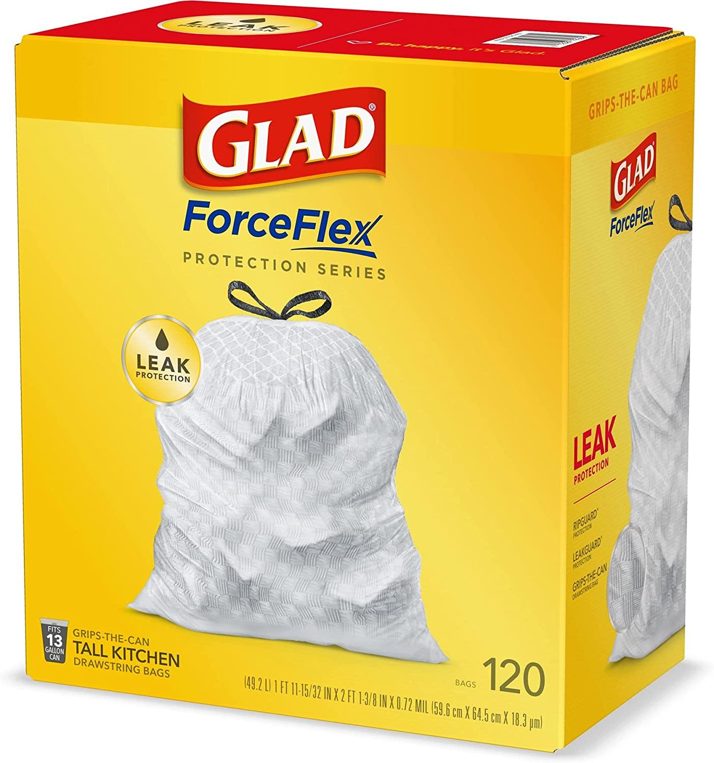 Glad ForceFlex 40-Count 13-Gallons Gray Plastic Kitchen Drawstring Trash Bag