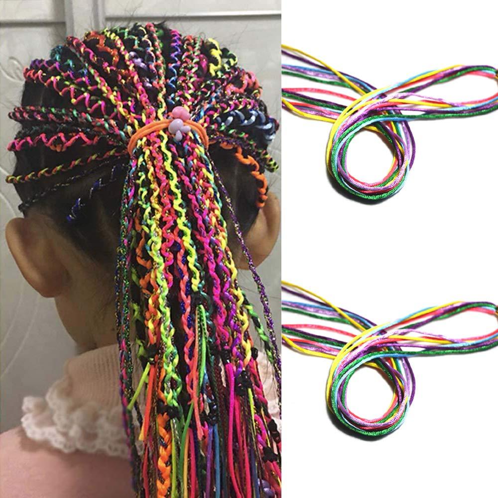 56Pcs Colorful Hair Strings Hair Tinsel Extensions Party Highlights Glitter Hair  Thread Yarn Braiding Wire Ribbon for Girls Women