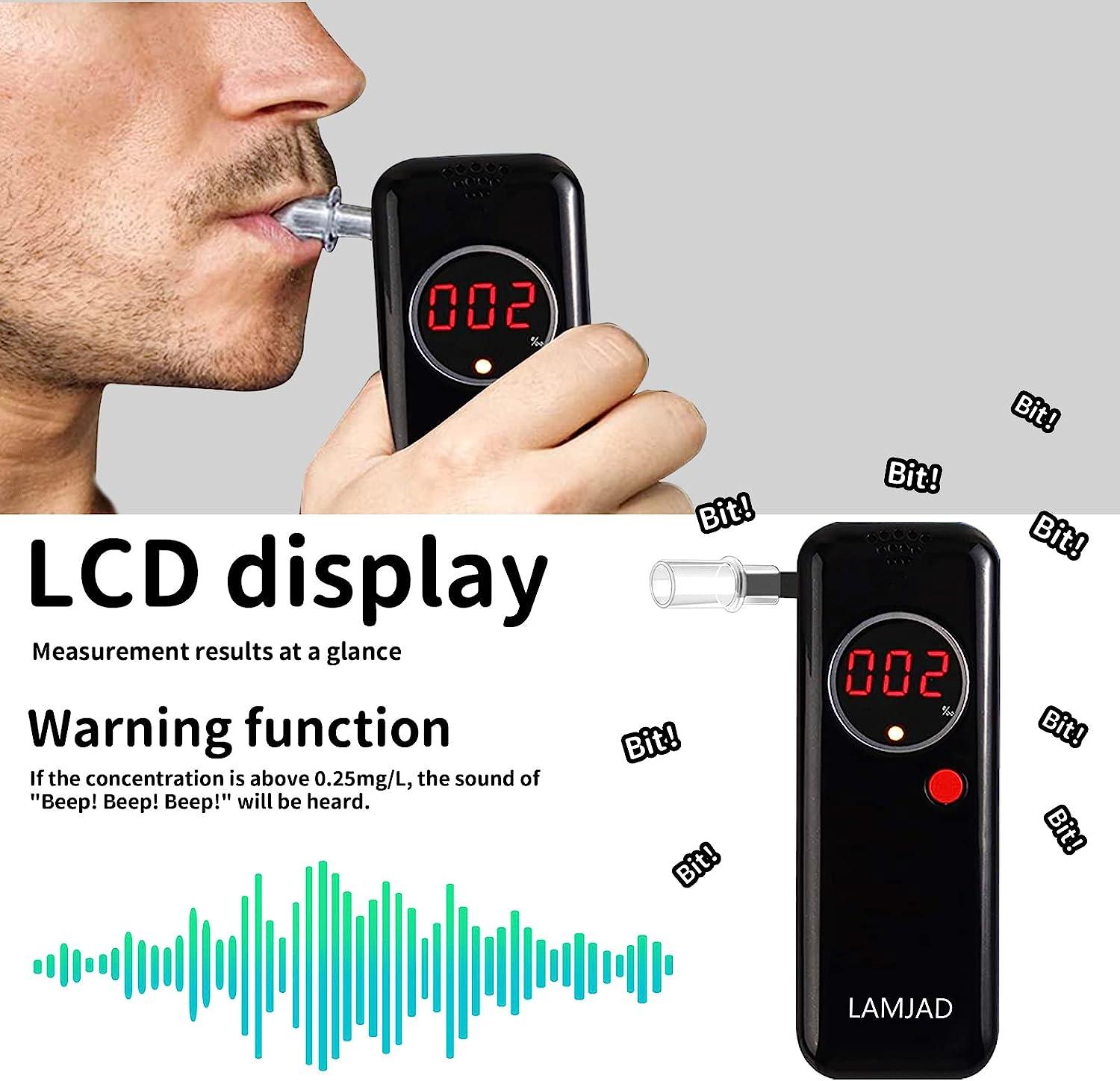 LAMJAD Breathalyzer, Portable Alcohol Tester with 12 Mouthpieces