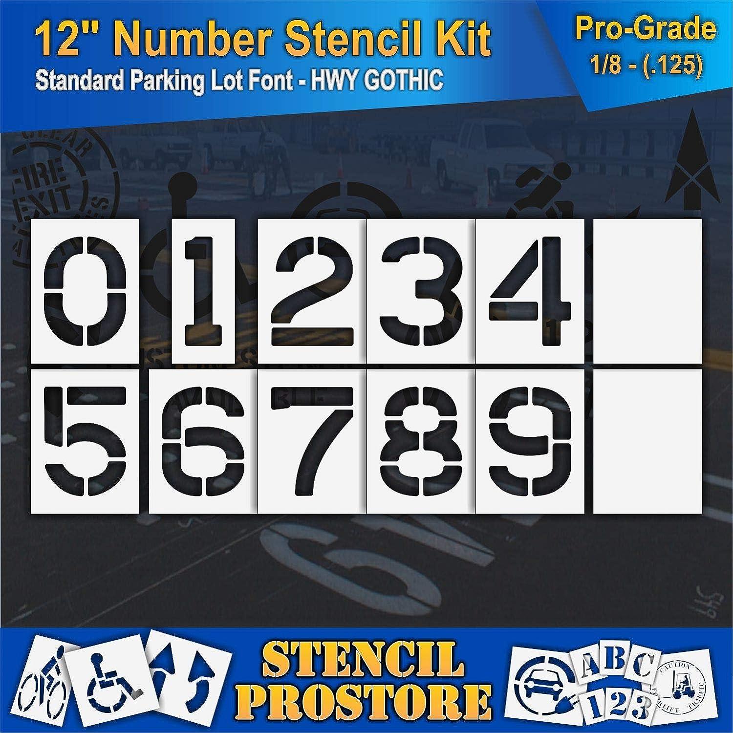 Interlocking Letter Stencil Kit, 12 inch Reusable Semi Rigid Plastic,  Pavement Marking