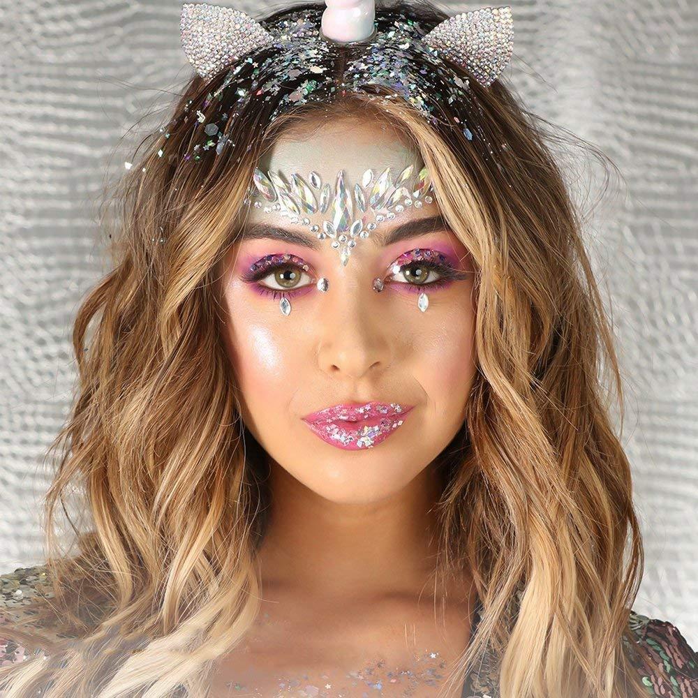 Halloween Face jewels festival Women Mermaid Face Gems Glitter 6 Sets  Rhinestone Rave Festival Face Jewels,Crystals Face Stickers Eyes Face Body  Temporary Tattoos