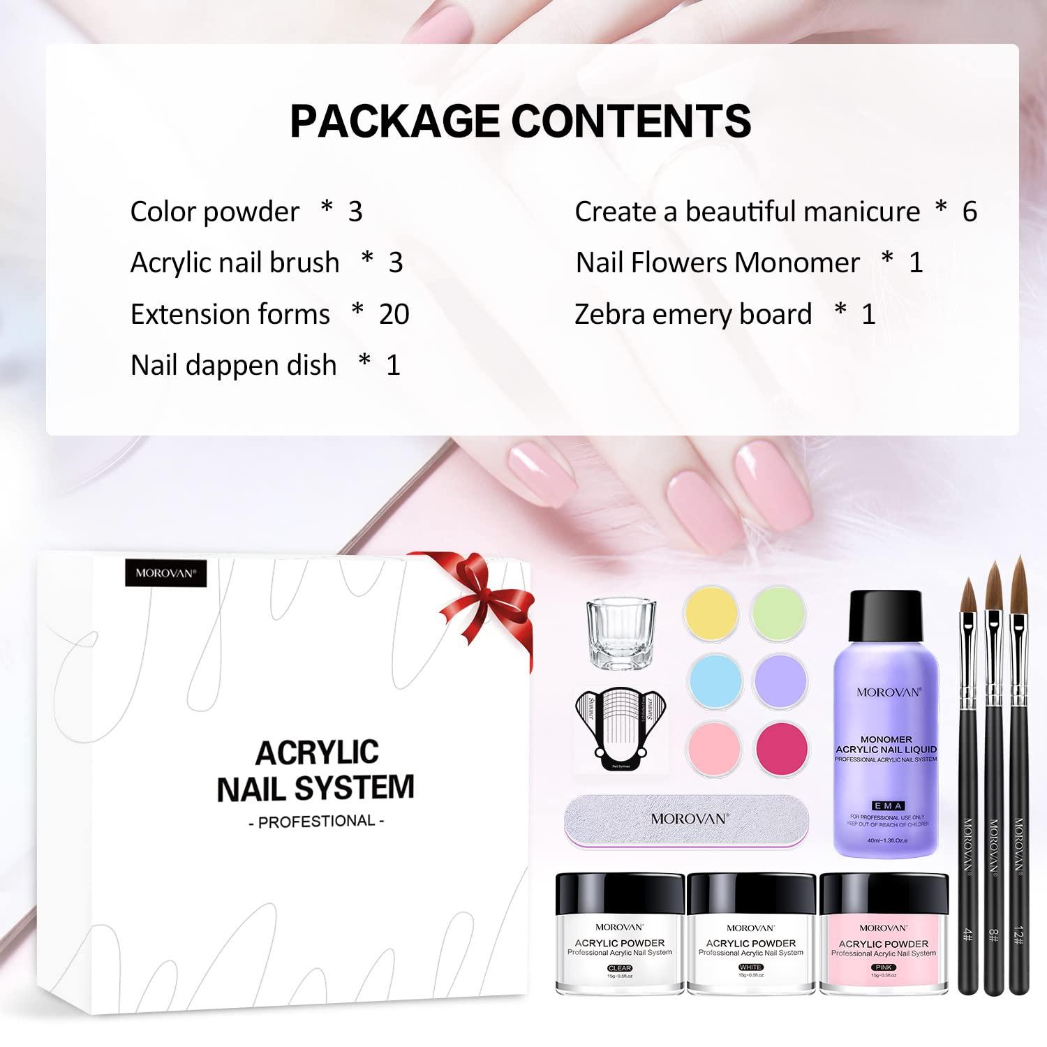 Coscelia Acrylic Nail Kits with UV Light and Drill Clear Pink White Glitter  for Nail Extension DIY - Walmart.com