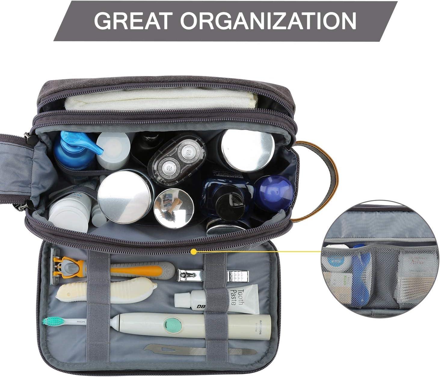 Water-Resistant Grey Toiletry Bag for Men - Large Travel Dopp Kit Organizer  – TweezerCo
