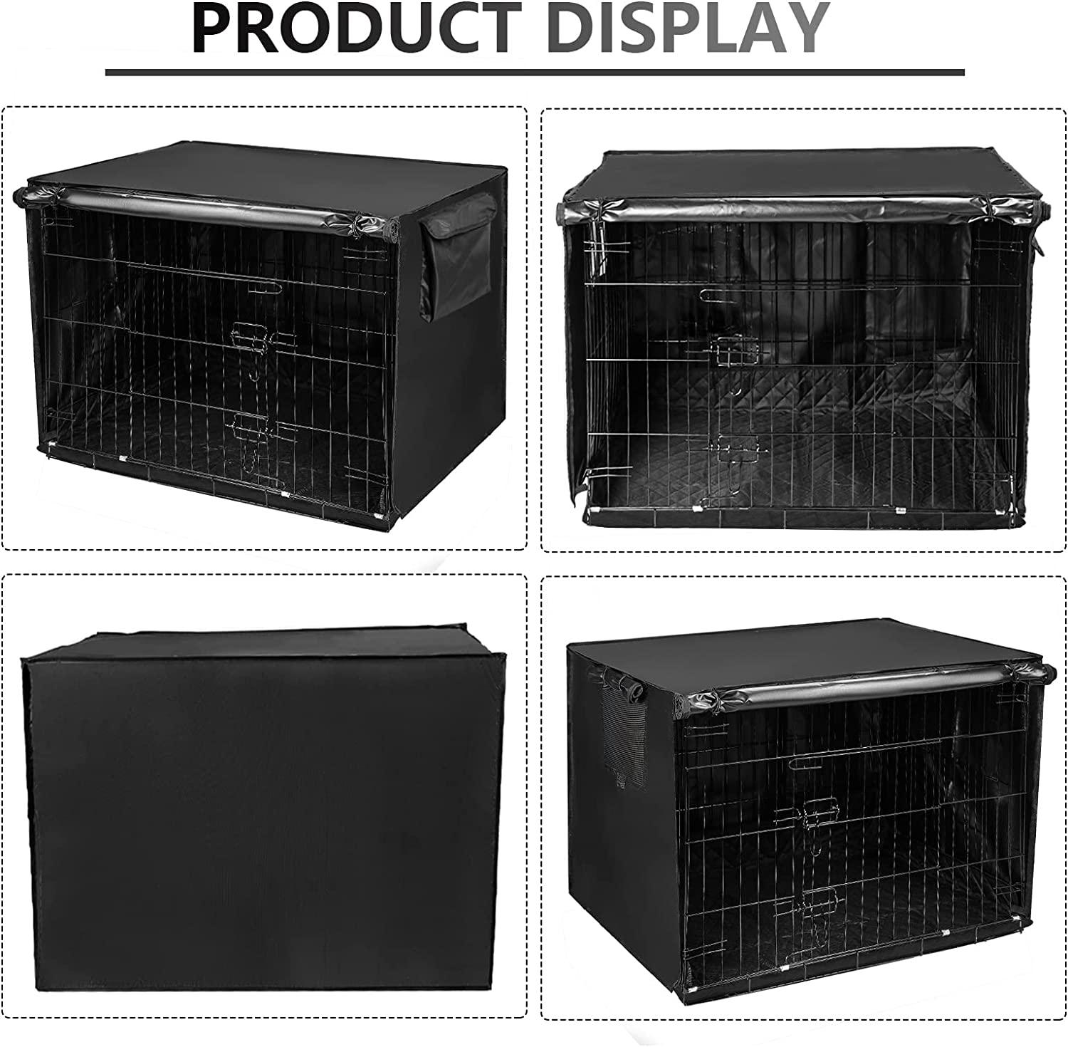 Universal Fit Dog Crate Cover with Side Windows, Pet Polyester Pet Kennel  XS-XL