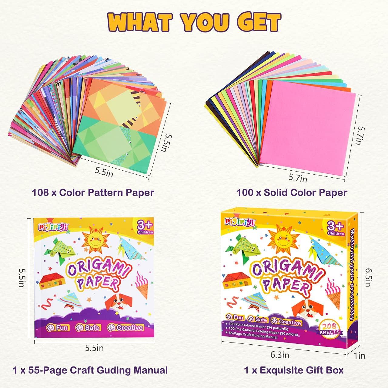 pigipigi Craft Origami Paper for Kids - 208 Sheets India