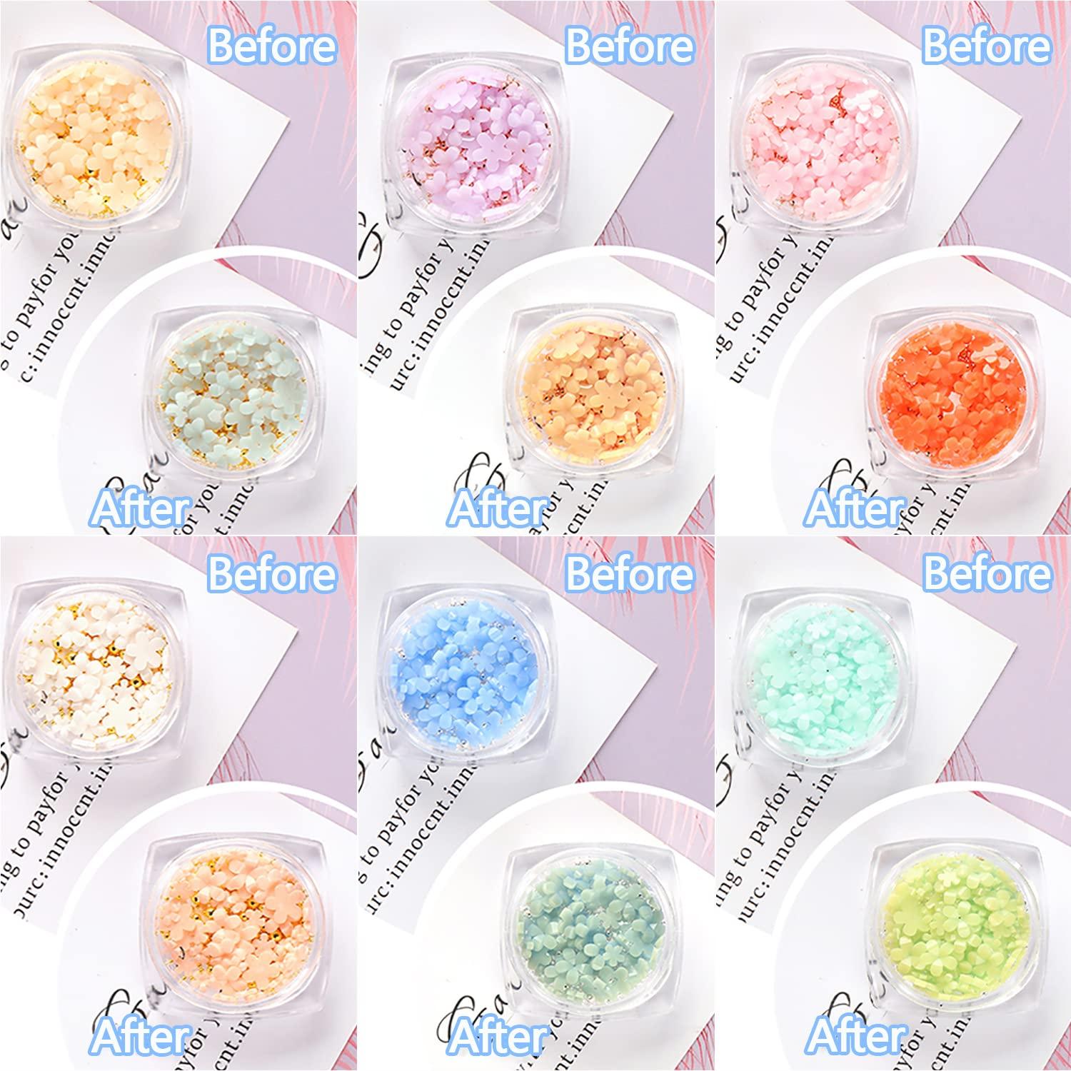 SILPECWEE Flower for Nails 3d Nail Charms Color-Changing Nail Decoration  Mix-size Flower Nail Jewelry Gold Nail Beads Glow in the Dark Luminous  Charms