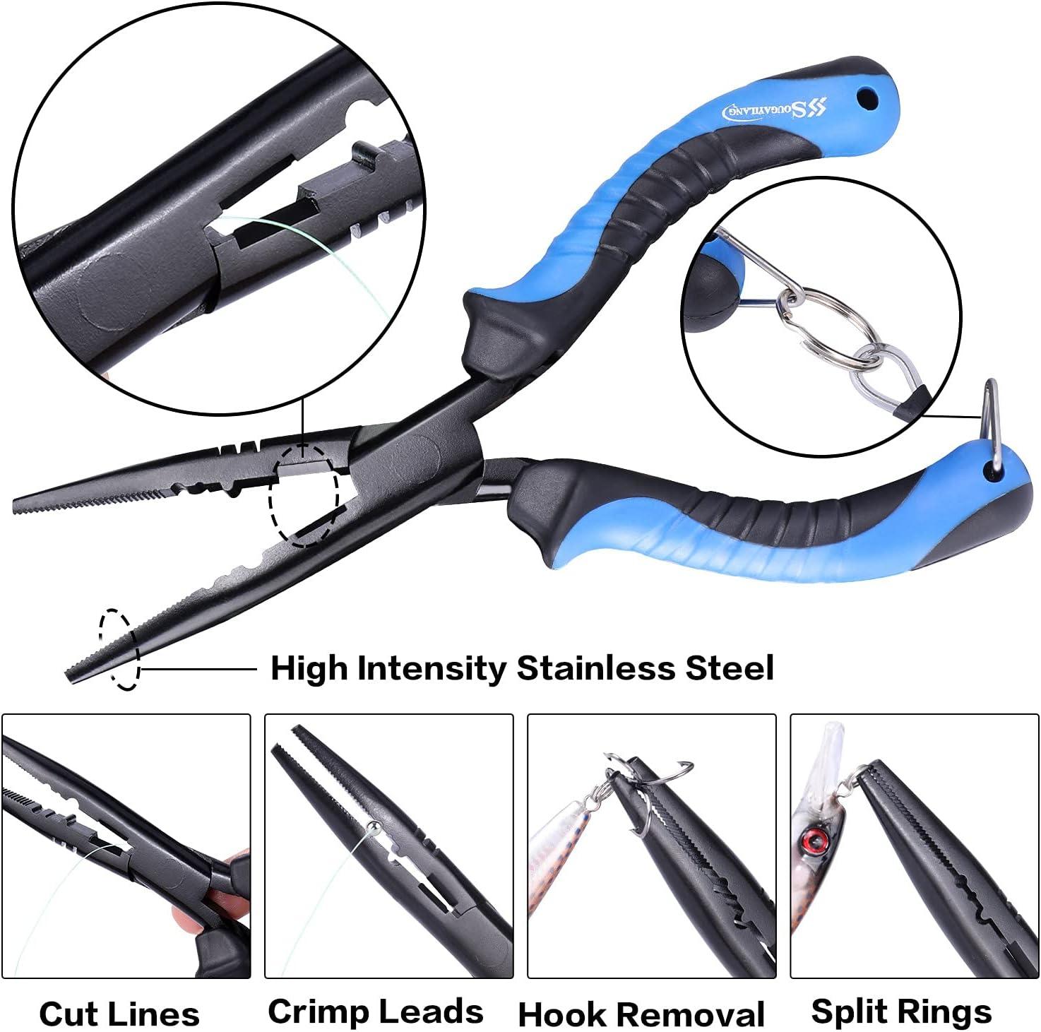 Sougayilang Fishing Pliers 4pcs Tools Set Combos with Steel Pliers,Floating  Lip Grip,Sharp Fillet Fishing Knife,Multi-Function Fishing Tools,Fishing  Gear with Gift Box Fishing Pliers Set