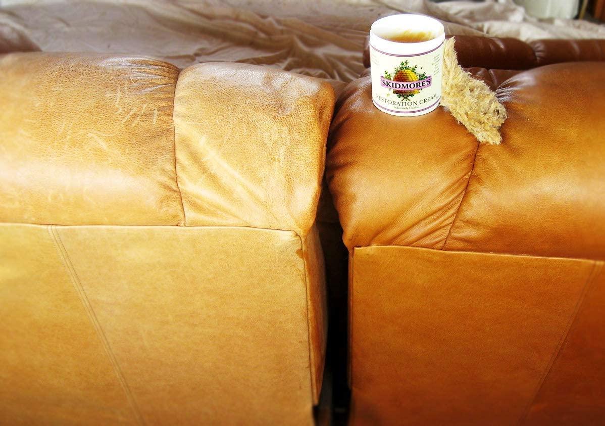 skidmore restoration cream on leather sofa video