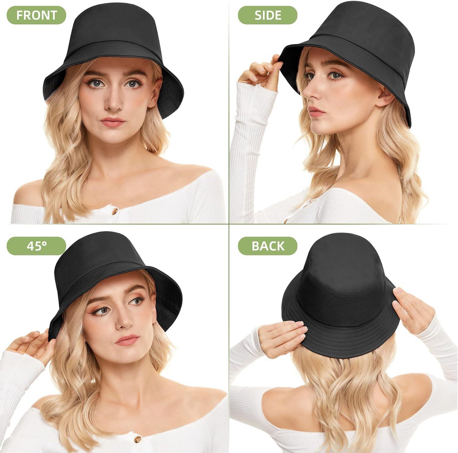 Zando Mens Bucket Hat Packable Fishing Hat Summer Bucket Hats for Women  Fisherman Hat Sun Hats for Men One Size A White
