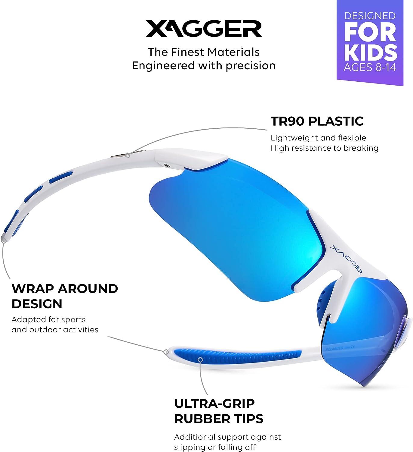 Xagger Youth Polarized Sports Sunglasses for Boys Girls Age 8-14