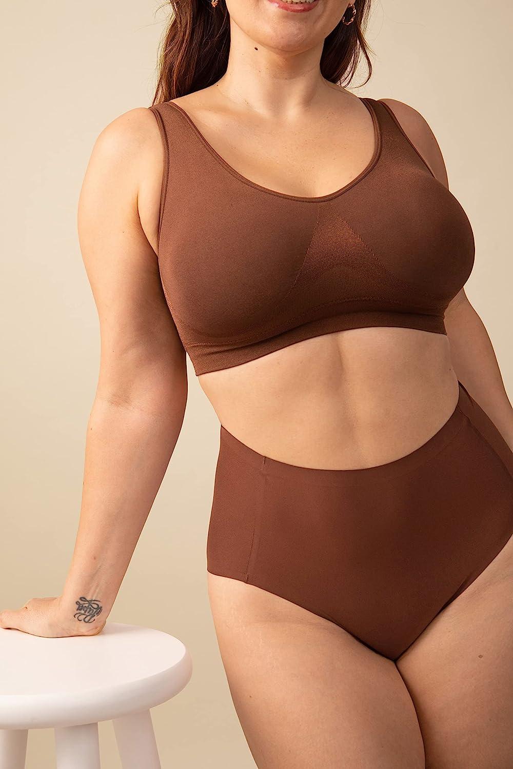  Customer reviews: SHAPERMINT Compression Wirefree High Support  Bra for Women Small to Plus Size Everyday Wear, Exercise and Offers Back  Support Nude