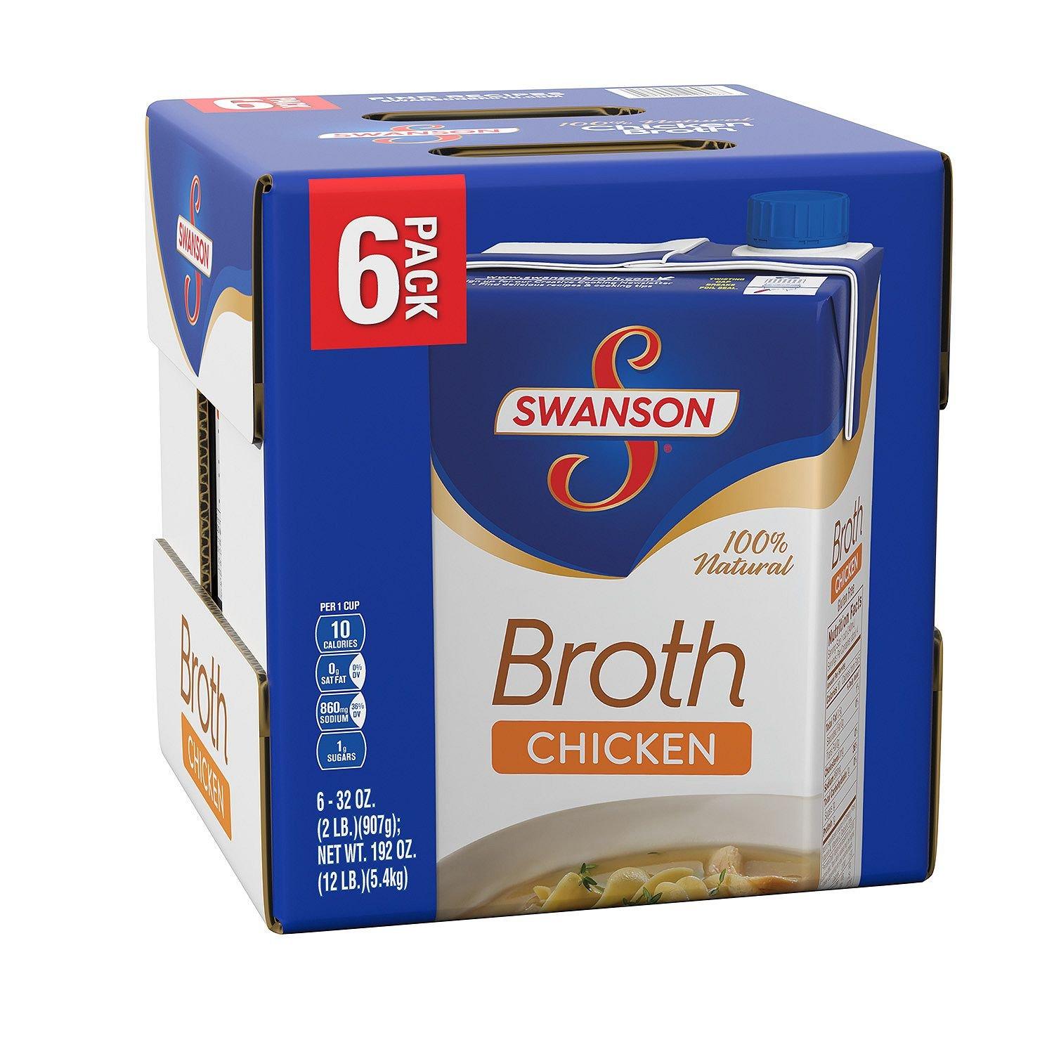 Swanson 100% Natural Organic Chicken Broth, 32 oz Carton (Pack of 12)