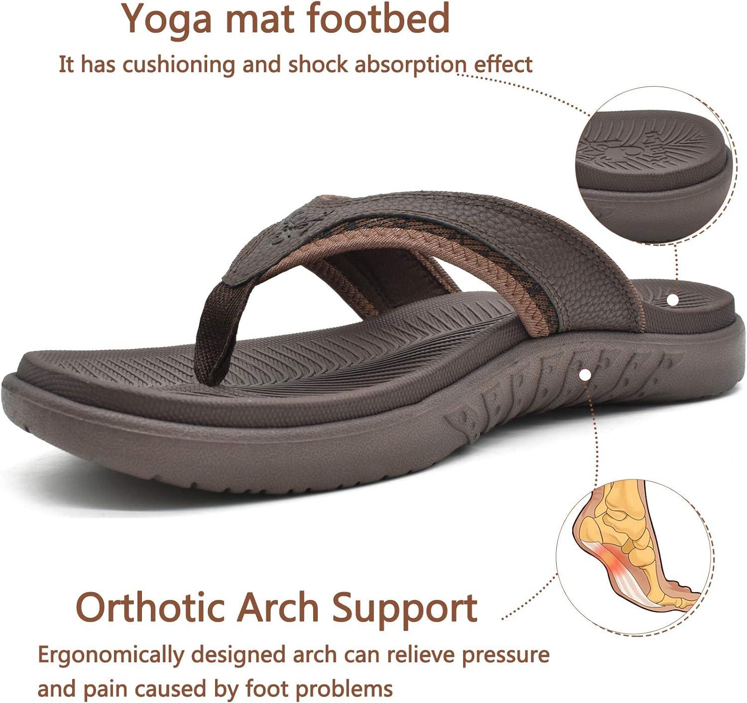 KuaiLu Women's Brown Flip Flops Yoga Mat Comfortable Walking Thong Size US  12