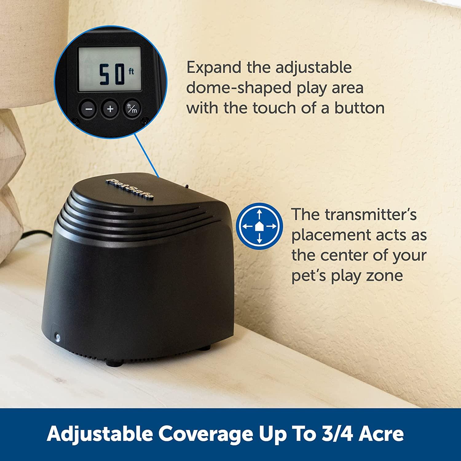 Petsafe Stay and Play Wireless Fence with Replaceable Battery Collar –  Covers Up To 3/4 Acre –