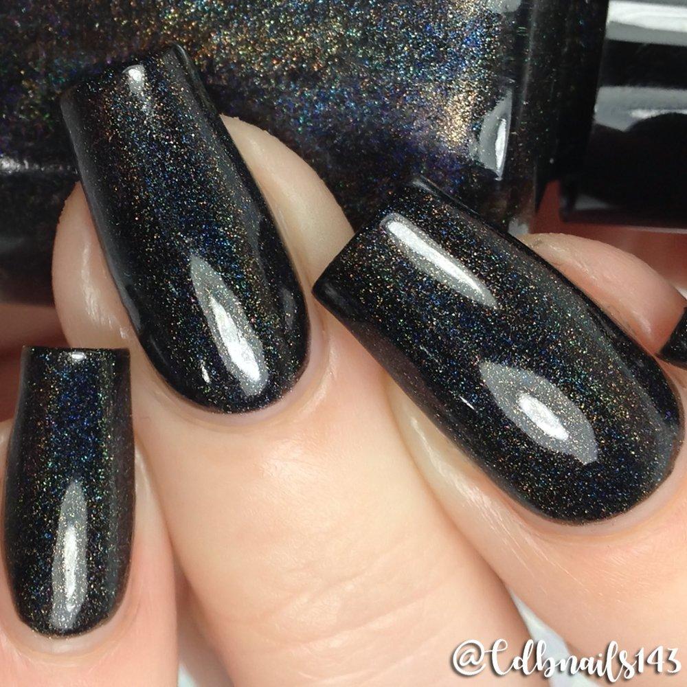 Kneel Before Zod Nail Polish - holographic black glitter