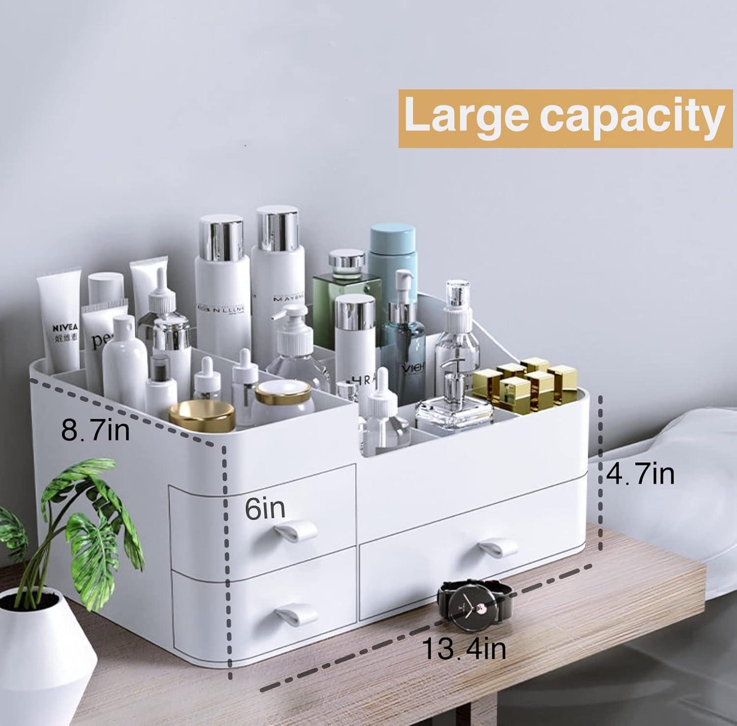 Makeup Organiser With Drawers White Cosmetic Skincare Organisers With 12  Slots Lipstick Organisers Makeup Storage Box for Desktop Bathroom Gifts For