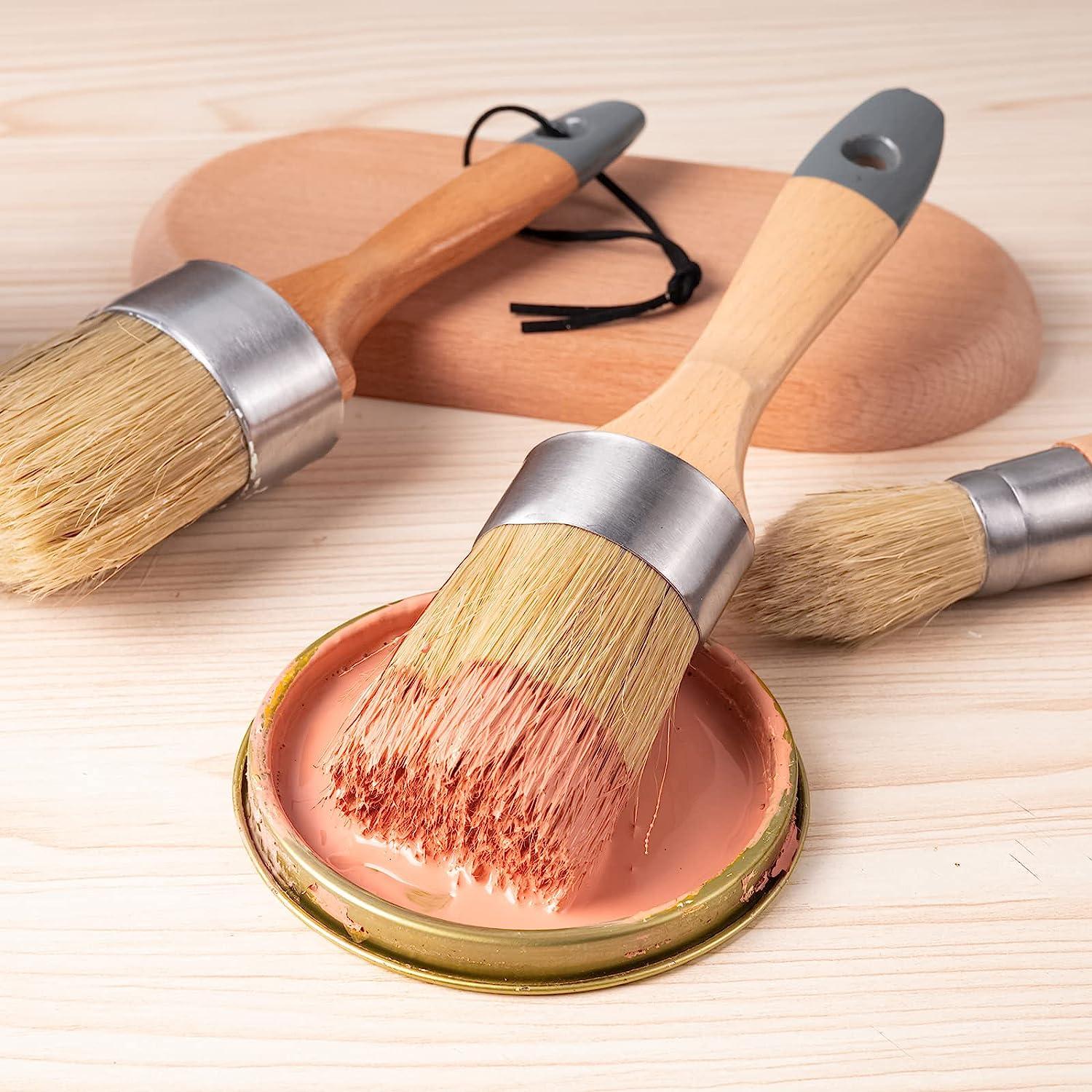 4 PCS Chalk And Wax Paint Brush Furniture , Small Round Oval Brush with  Natural Bristles for Painting or Waxing